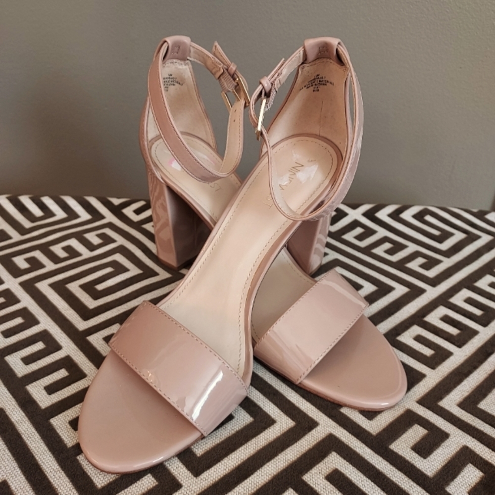 Nine West Block Heel Ankle Strap Heels SIze 10